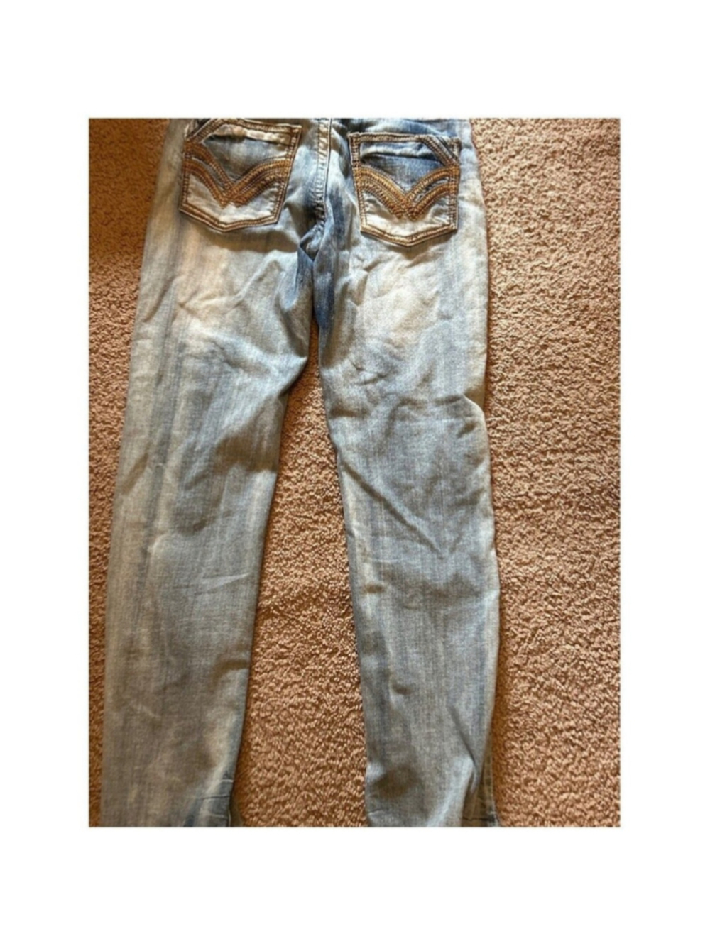 True Indigo Mens Slim Fit Light Acid Wash Embroidered Jeans 30x32 F-119 - Picture 14 of 14